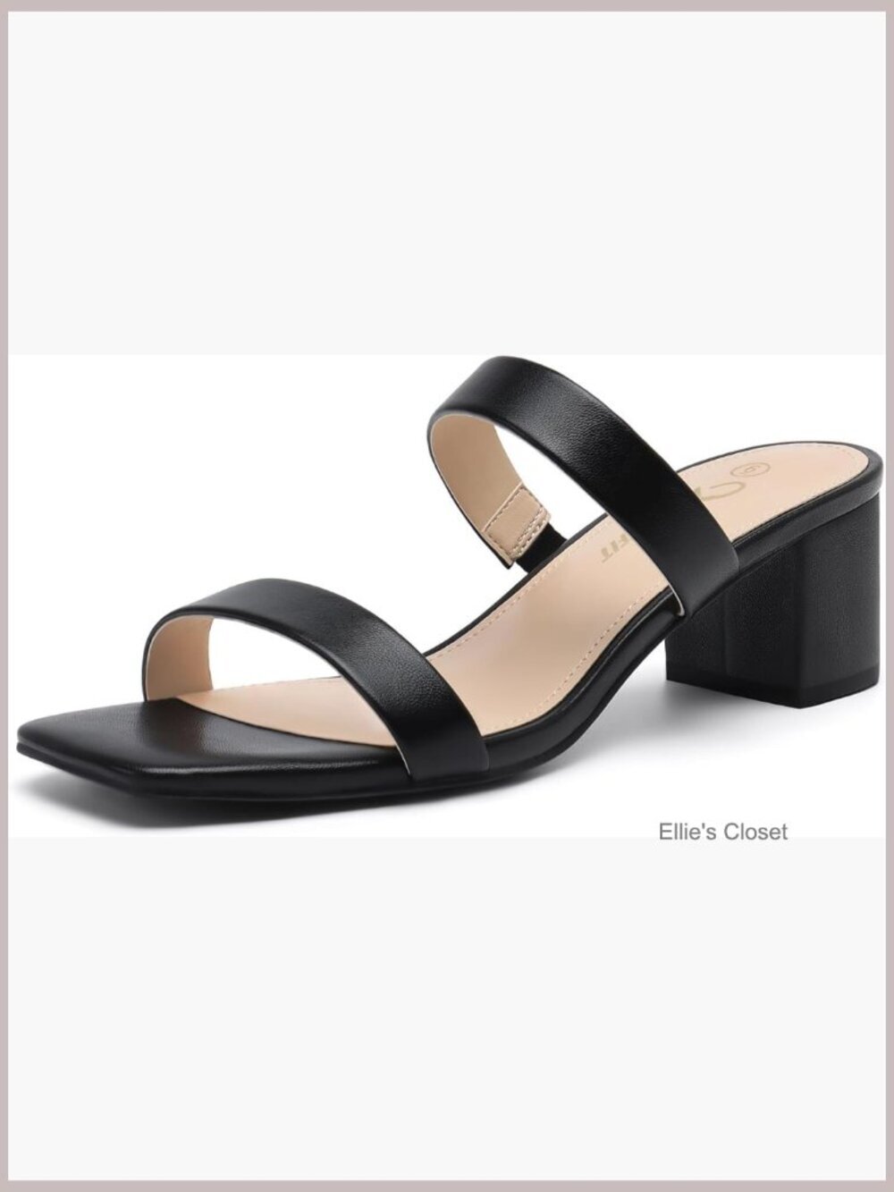 Two Strap Open Toe Chunky Heel Sandals Slip On Low Heel Dress Shoes